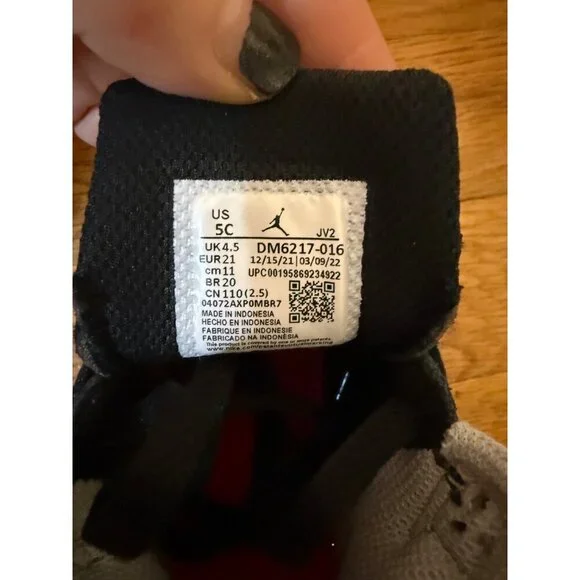 Air Jordan 1 High OG Toddler Sneakers Black/Gray With Elephant Print Size 5C - Picture 7 of 10